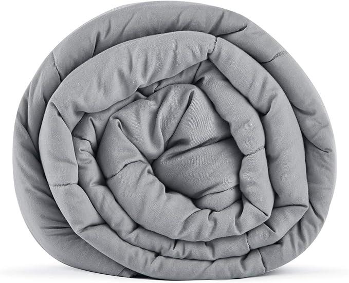 TONGDADA Kids Weighted Blanket | 40''x60'',10lbs | for Child Between 80-125 lbs | Premium Cotton Material with Glass Beads | Light Grey