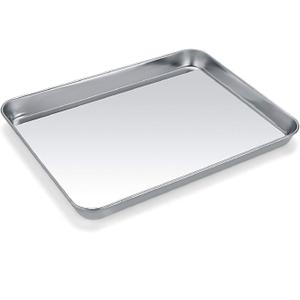 Baking Sheet, Stainless Steel Cookie Sheet Baking Pan Tray for Toaster Oven Size 9 x 7 x 1 Inch, Non Toxic & Healthy, Mirror Finish & Easy Clean, Dishwasher Safe