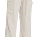 Famulily Womens Pleated Cargo Pants Summer Wide Leg Linen Trousers Casual Loose Pants Beige XXL (XXL)