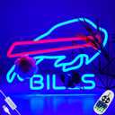 Buffalo Football Neon Signs Led Sign for Wall Decor Rugby Team Light Up Sign Suitable for Man Cave Office Bar Pub Wall Art Gifts for Teen BoysRemote Control