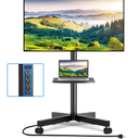 Rfiver Mobile TV Cart with Power Outlet, Rolling TV Stand for 2365 Inch LCD LED OLED Flat Panel Curved Screen TVs up to 88 lbs, Height Adjustable Portable TV Stand with Wheels, Max VESA 400x400mm