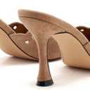 Kitten Heel Mules for Women Bow Tie Suede Stiletto Heels Mule Pointed Toe Studs Slide Heeled Sandal Pumps for Wedding Dress Party, 38