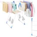 Foldable Gullwing Clothes Drying Rack Free Standing Indoor Outdoor Airer | Height Adjustable Wings Large Laundry Airer with Shoe Rack for Balcony Laundry Room