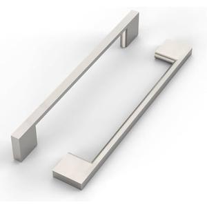 ROMATEE 10 Pack 6.3 Inch(160mm) Cabinet Pull Brushed Satin Nickel Kitchen Cabinets Handles Brushed Nickel Cabinet Hardware for Cupboard Square Kitchen Pulls for Cabinets Drawer Handles Chrome