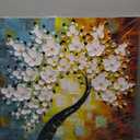 YaSheng Art - hand-painted Oil Painting On Canvas white Flowers Paintings Modern Home Interior Decor Abstract Art picture Ready to hang 24x24inch (24L" x 24W", YS-0019)