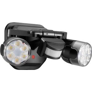 OREiN Motion Sensor Outdoor Security Light, Adjustable Dual-Head LED Flood Light, 3 Modes(Motion/Manual/Dusk to Dawn), 150W Equivalent 5000K, IP65 Waterproof Exterior Lighting, Hardwired, Black