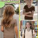 3 Pack Girls Ribbed V Neck Shirts | Short Sleeve, Kids Summer, T-Shirts, Tween, Fitted Tops, Basic Cute Tees, 5-14 Years, Soft, Comfortable