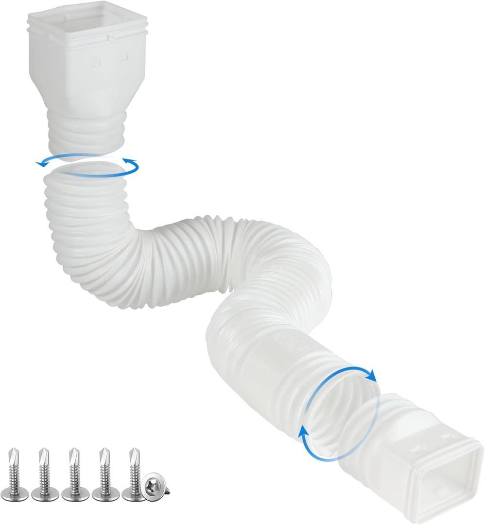 White 1-Pack Rain Gutter Downspout Extensions Flexible, Drain Downspout Extender,Down Spout Drain Extender, Gutter Connector Rainwater Drainage,Extendable from 21 to 68 Inches