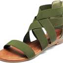 DREAM PAIRS Women's Elastic Ankle Strap Low Wedges Sandals Size 7.5