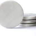 Marble Coasters Set of 4, Handcrafted Drink Protectors, Natural Stone Coaster Bar & Table Decor, Modern Desk Aesthetic Accessories, Non-Slip Luxury Gift (Marble White Round)