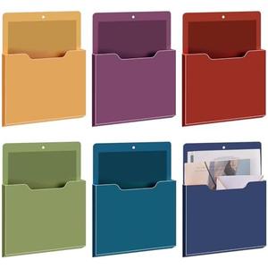 Fuutreo 6 Pcs Magnetic Wall File Organizer Magnetic Wall File Holder Refrigerator Magazine Holder for Mail Letters Paper(Dark Vintage,Vertical-large)
