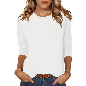 Zeagoo Tops for Women 1 Pack 3/4 Sleeve Crewneck Cute Basics Tees Casual Fashion Fall T Shirts Business Work Tee Top, Medium