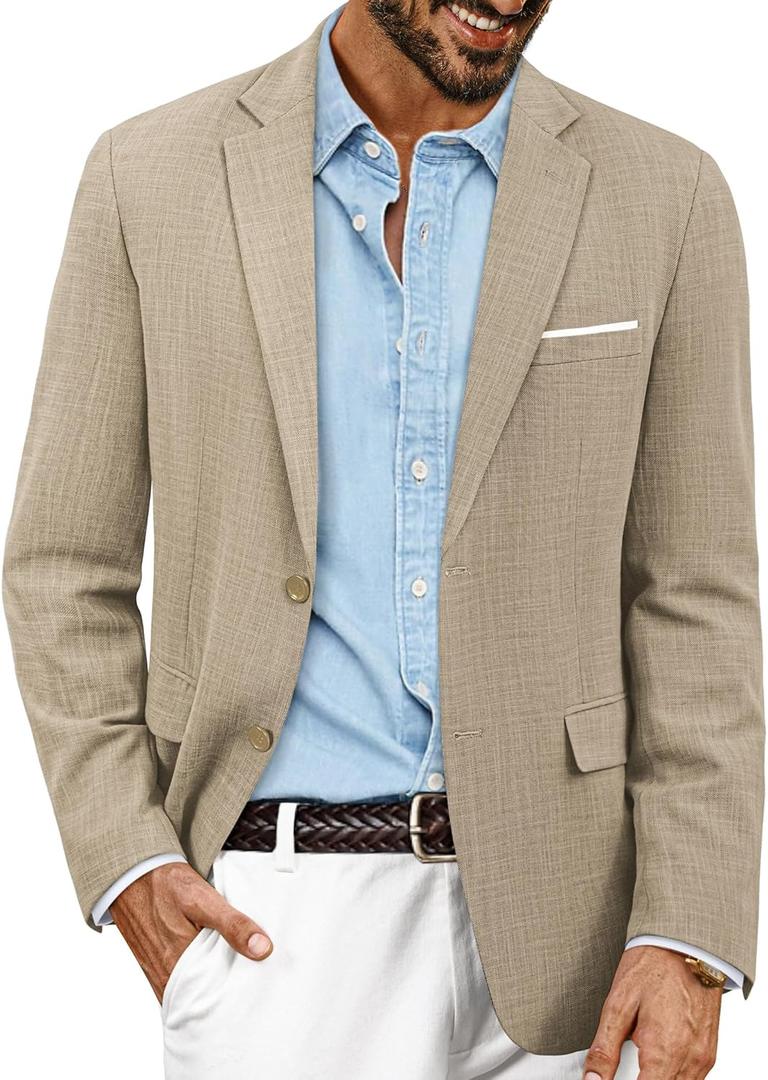 PJ PAUL JONES Mens Blazer Jackets Lightweight Casual Suits Stylish Sport Jacket for Men (Brown)