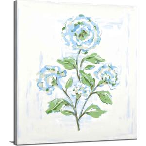 Teal Floral Canvas Wall Art Blue Green Plant Flower Decor painting Pictures Modern Watercolor Botanical Posters Prints for living room Bathroom Bedroom Office Hallway Home Decoration, 20"L x 20"W