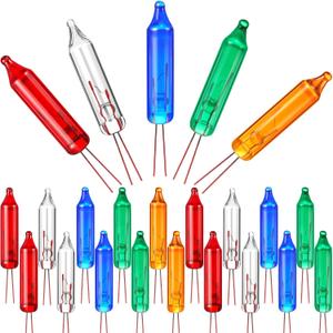 Mudder 500 Pcs Mini Christmas 2.5 Volt Replacement Light Bulbs for Christmas Trees Decorative Light Supplies Indoor Outdoor Xmas Decor, 0.17 Ampere, 0.42 Watt(Red Orange White Green Blue)