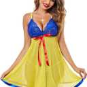 Avidlove Women's Lingerie Lace Babydoll Strap Chemise Mesh Sleepwear Outfits (Medium)