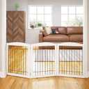 PAWLAND 72 Extra Wide Dog gate for The House, Doorway, Stairs, Freestanding Foldable Wire Pet Gate, Pet Puppy Safety Fence, 30" Height (White, 3 Panels)
