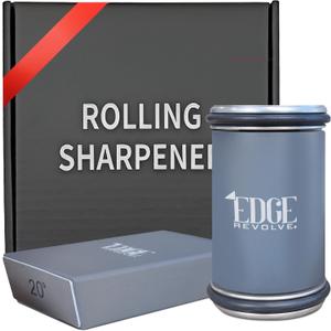 Rolling Knife Sharpener Kit, Magnetic 15 & 20 Angle Guides, Diamond & Ceramic Discs, Manual Rolling Knife Sharpener Tool for Razor-Sharp Kitchen Gadgets, Chef & Outdoor Knives (Gray Blue)