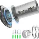 Hon&Guan Magnetic Dryer Vent Coupling Connector Kit DV180 with 4'' 2.6FT Semi Rigid Dryer Vent Hose for Tight Space & Aluminum Foil Tape,2 Clamps(Gray)
