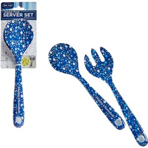 Rite Lite Hanukkah Salad Server Gift Set - Fork & Spoon Melamine Chanukah Mosaic Design Elegant Jewish Holiday Party Hostess Gifts Party Favors Cooking Kitchen Accessories Festival of Lights