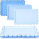 6 Pcs Blue Serving Trays Plastic Platters Dessert Cupcake Holder Party Supplies 14.4 x 9.3 Inches Rectangular Cookie Snack Display Tray for Wedding Restaurant