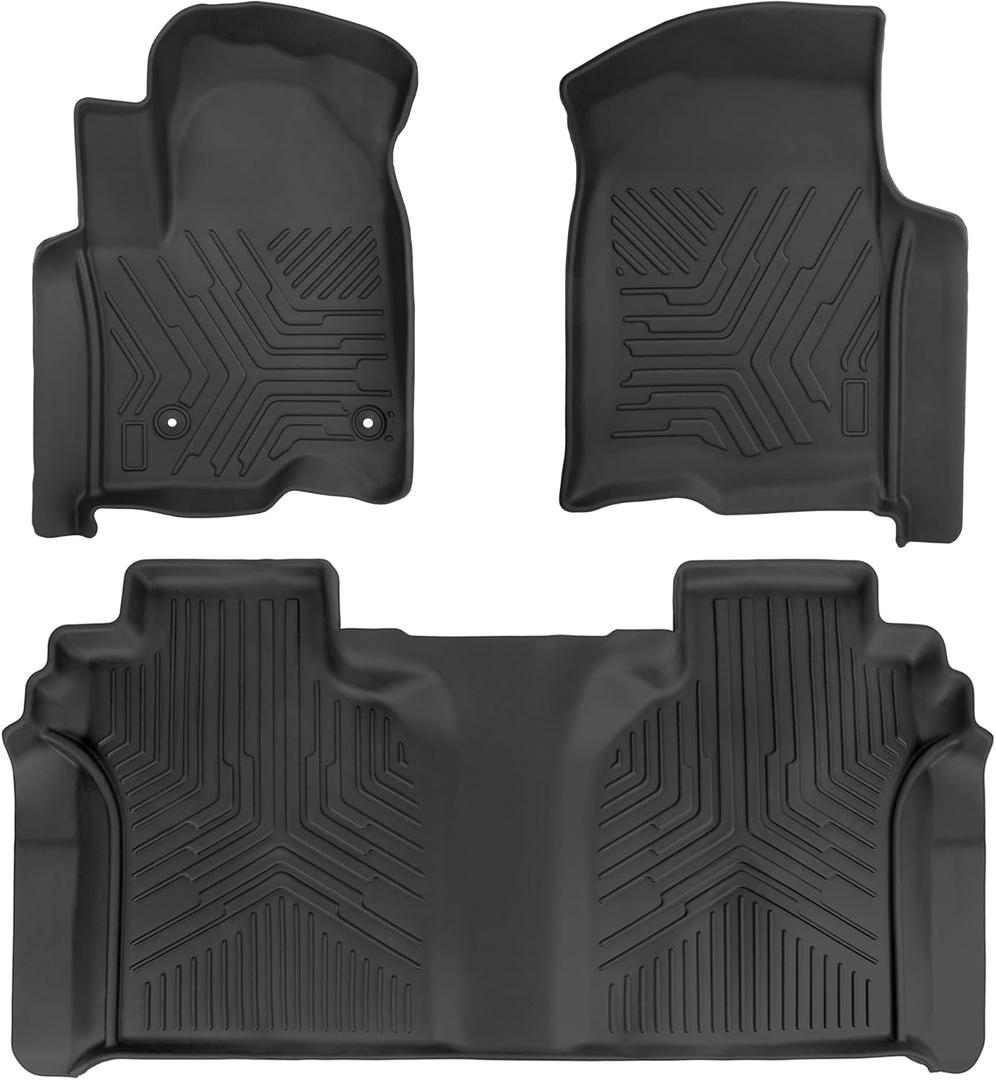 Set of 3 Floor Mats Cargo Liner for Chevrolet Silverado 1500/GMC Sierra 1500 2019-2024 2025, Chevy Silverado/GMC Sierra 2500HD/3500HD Crew Cab 2020-2025 (Rear Row with Carpeted Under-seat Storage)