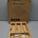 KOCWELL Bamboo Bag Storage Organizer - 2 Wrap Dispenser with Cutter & 4 Slots Food Storage Bags Container - Kitchen Drawer Plastic Bags Storage Organization for Gallon Quart Sandwich Snack Bags