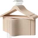 StorageWorks Clothes Hanger 30 Pack, Wooden Coat Hangers for Shirts, Jackets, Pants, Suits, Sweaters, Lotus Wood (Natural Beige)