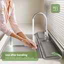 Faucet Mat for Kitchen Sink, 24 Inch Longer Silicone Sink Splash Guard, 7Slope Fast Self-draining, Fast Drying Tidy Faucet Mat Splash Guard