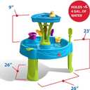 Step2 Summer Showers Splash Tower Water Table for Kids, Outdoor Kids Water Sensory Table, Ages 1.5+ Years Old, 8 Piece Water Toy Accessories, Blue & Green, Large