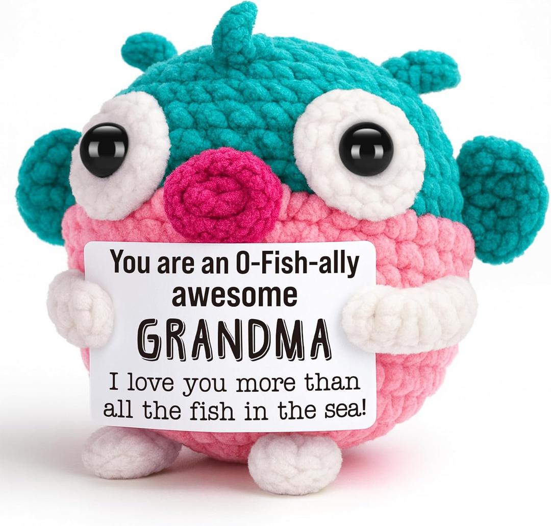LEJIAJINW Gifts for Grandma Christmas Stocking Stuffers, Birthday Gifts for Grandmother Gigi Nana Mimi Grammy from Granddaughter Grandson Grandkids, Cute Mini Handmade Crochet Fish for Her