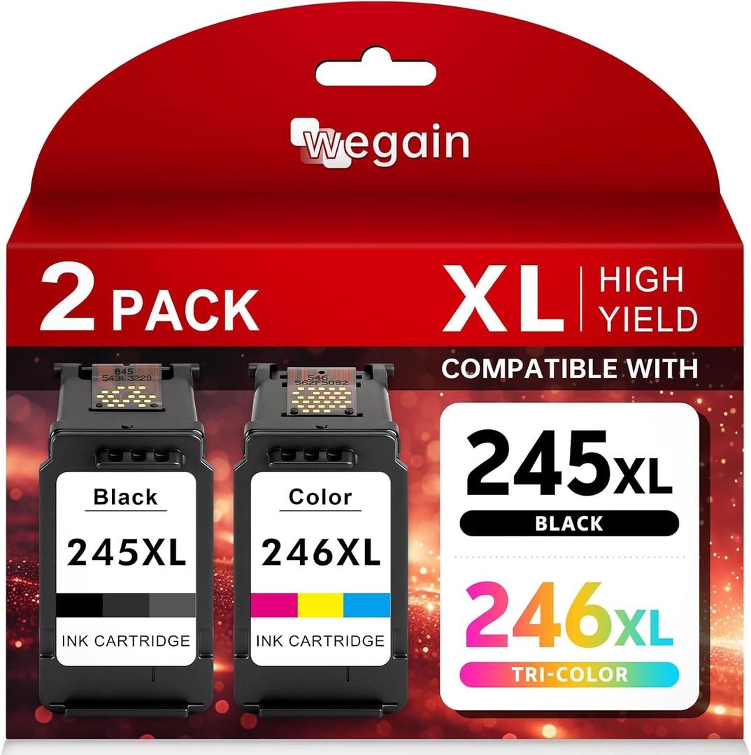 High-Yield PG-245XL CL-246XL Compatible Ink Cartridge Combo Pack [1 Black + 1 Color] - Replacement for Canon PIXMA TR4520, TS3320, MG2522, MG2525, MX490 Series Printer