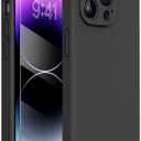 Miracase Designed for iPhone 14 Pro Case, [Upgraded Camera Protection], Shockproof Liquid Silicone Rubber Phone Case Cover for 14 Pro 6.1 inch, Black