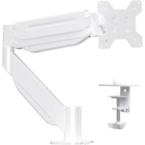 Suptek Single Monitor Mount,Ultrawide Monitor Arm Mount Single Desk Mount for 17 to 43 inch Curved Screen,Holds 28.6 lbs,Pneumatic Height,75/100 Vesa Mount,White(MD71MW)