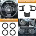 18 PCS Full Set Interior Decoration Trim Kit Steering Wheel Center Console Door Handle Air Conditioning Vent Cup Holder Gear Cover Trim for Jeep Wrangler JK JKU 2011-2018 4-Door (Glossy Carbon Fiber)