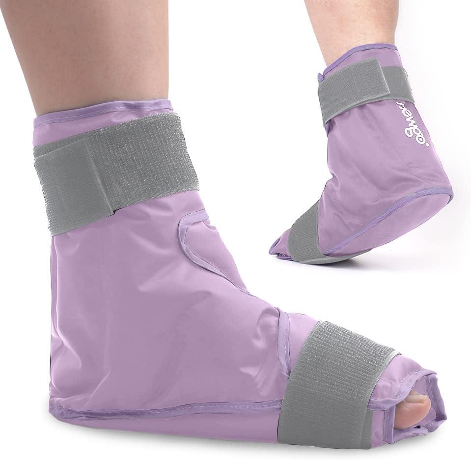 NEWGO Ice Pack Foot Ankle Ice Pack Wrap for Plantar Fasciitis, Foot Surgery Recovery, Hot Cold Therapy Ice Boot Foot for Bunions, Ankle Injury, Swelling, Burning Feet - Purple