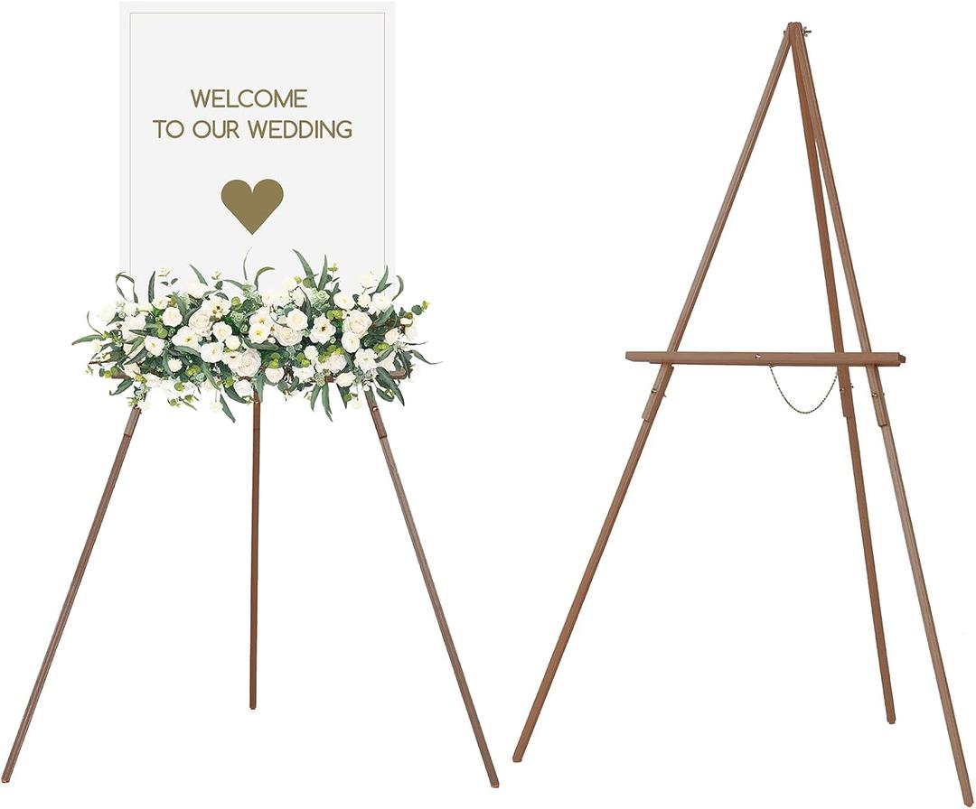 MEEDEN Easel Stand for Wedding Sign: Wood Tripod for Poster Board - Wooden Easel Standing for Display Welcome Picture