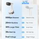 Handheld Steamer for Clothes, 5000Pa Suction Auto-Grip Vacuum Steamer & Iron for Garment Grip, Wrinkle Remove, 12 Oz Large Tank, Travel Dual Voltage