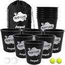 Juegoal Outdoor Toss Games Set with 12 Buckets and 4 Balls, Toss Game Throwing Outside Family Game for Beach, Camping, Lawn and Backyard, Black