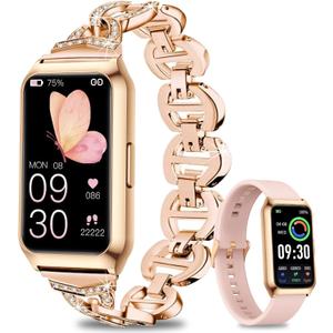 GADIXY Fitness Tracker, Smart Watch 7 Day+ Battery with 24/7 Heart Rate/Step/Calories, Activity Tracker, Aluminium Case, Blood Oxygen Sleep Monitor,IP68 Fitness Watches for Women Android & iOS (Gold+Pink)