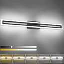 SOLFART 40 Inch LED Bathroom Light Matte Black Bathroom Vanity Light 5 Color Adjustable Light Fixtures for Bath Room Above Mirror 5CCT