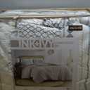 INK+IVY Comforter for King Size Bed, Chenille Tufted, Breathable Cotton Comforter Set King, All Season Modern Boho Comforter with Farmhouse Bedding Flare, 2 Matching Shams, King White/Navy 3 Piece