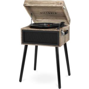Victrola Liberty - Bluetooth Record Player  5-in-1 Turntable with Vinyl Stream, FM Radio, USB Playback, Built-in Speakers, Use as Stand or Tabletop Player (Farmhouse Oatmeal)