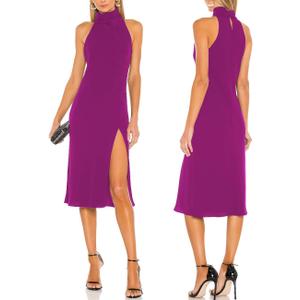ALENDA DANMOS Women's Sleeveless Bodycon Halter High Neck Midi Dress Thigh High Slit Cocktail Party Dress 193 Large