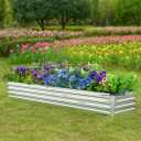 Meberam 2 Pack 6x1.5x1FT Galvanized Raised Garden Beds Kit Outdoor Metal Gardening Planter Box for Vegetable Elevated Flower Herbs,Silver