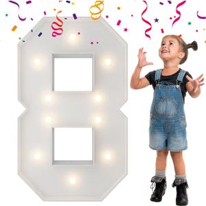 3FT Light Up Numbers Letters, Mosaic Numbers for Balloons, Giant Mosaic Balloon Number 8 for Happy 18th Birthday Decorations, 80th Birthday Decor for Women Men, Anniversary Decor