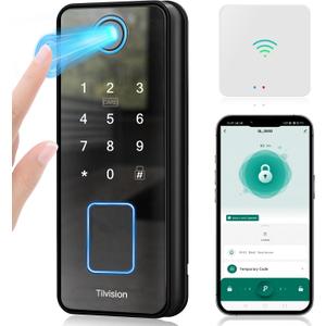 WiFi Smart Door Lock,Keyless Entry Deadbolt with App Control, Gateway, Touchscreen Keypad - Auto Lock & IP65 Waterproof - Fingerprint Door Lock for Front Door,Home,Office