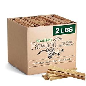 Plow & Hearth 2 LBS Fatwood Fire Starter Sticks Organic Kindling, Easy Ignition Fat Wood, All Natural Firestarters for Fire Pit, Wood Stoves, Fireplaces, Campfires, Bonfires, BBQ