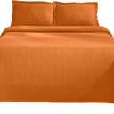 Superior Cotton Fleur De Lis Bedspread Set, Warm Blankets, All-Season Bedding, Bedroom Decor, Decorative Boho Medallion Coverlet, Includes 1 Bedspread, 2 Pillow Shams, Queen, Mandarin