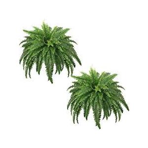 45" Fake Ferns, Realistic Large Artificial Bush Plants, 2 Artificial Boston Ferns with 59 Fronds for Outdoors Planter Indoor Home Garden Porch Decor